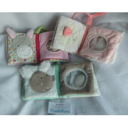 Pusblu  zwei Stoffbücher Koala und Hase - Dopodopo Stoffbuch Esel - mit Bändern zum Anhängen - 10 cm x 10 cm groß
