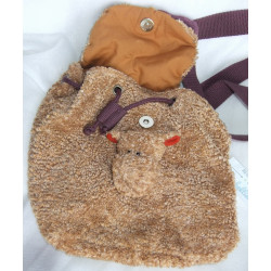 Nici - Rucksack Plüschrucksack - Elch Detlef - alte Serie - Brauntöne, lila - mit verstellbaren Tragegurte - ca. 29 cm groß