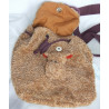Nici - Rucksack Plüschrucksack - Elch Detlef - alte Serie - Brauntöne, lila - mit verstellbaren Tragegurte - ca. 29 cm groß