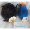 Nici - zwei Plüschtiere - Nici Mops & Mows Grimly schwarz und Nici Vogel blau, orange
