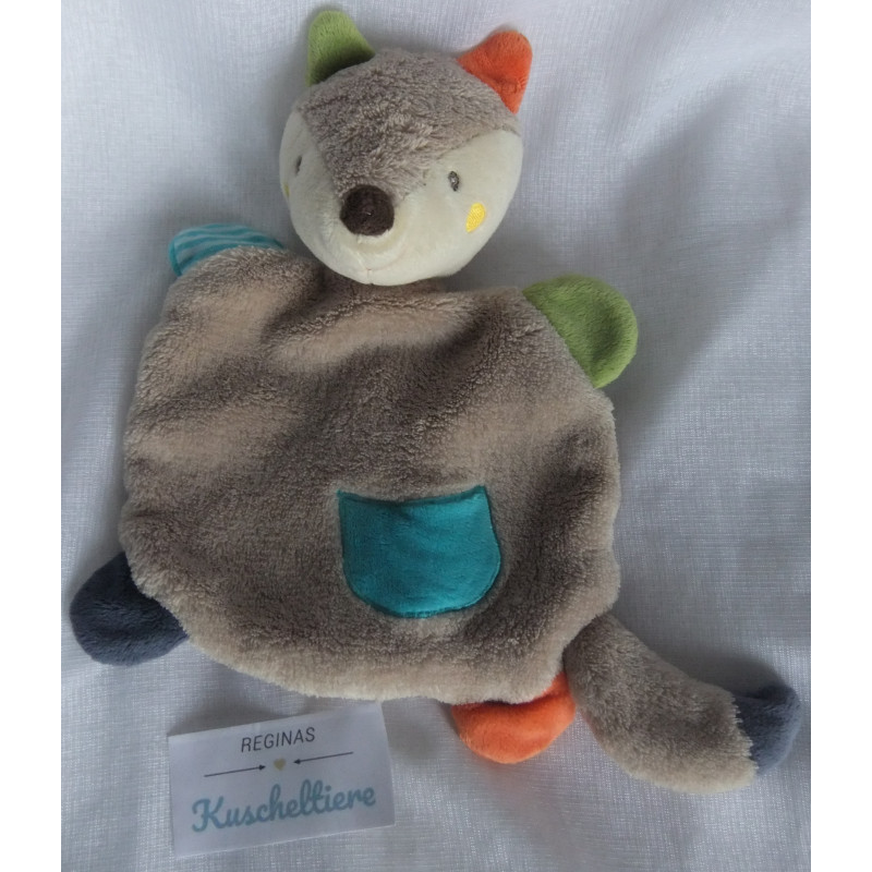 Pusblu - Schmusetuch - Fuchs - grau, orange, türkis, blau - ca. 24 cm lang