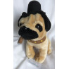 Uni Toys - Plüschtier - Mops braun mit Halsband, Hut und Zigarre - ca. 28 cm hoch und ca. 25 cm lang - sitzend