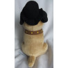 Uni Toys - Plüschtier - Mops braun mit Halsband, Hut und Zigarre - ca. 28 cm hoch und ca. 25 cm lang - sitzend