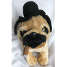 Uni Toys - Plüschtier - Mops braun mit Halsband, Hut und Zigarre - ca. 28 cm hoch und ca. 25 cm lang - sitzend