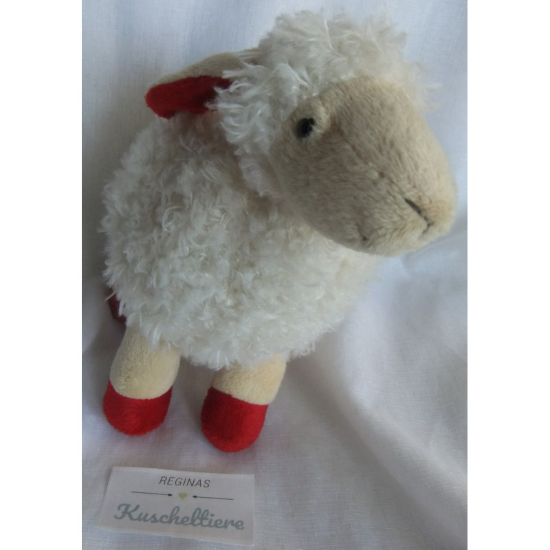 Sparkasse - Plüschtier - Schaf - weiß, beige, rot - ca. 20 cm hoch und ca. 16 cm lang