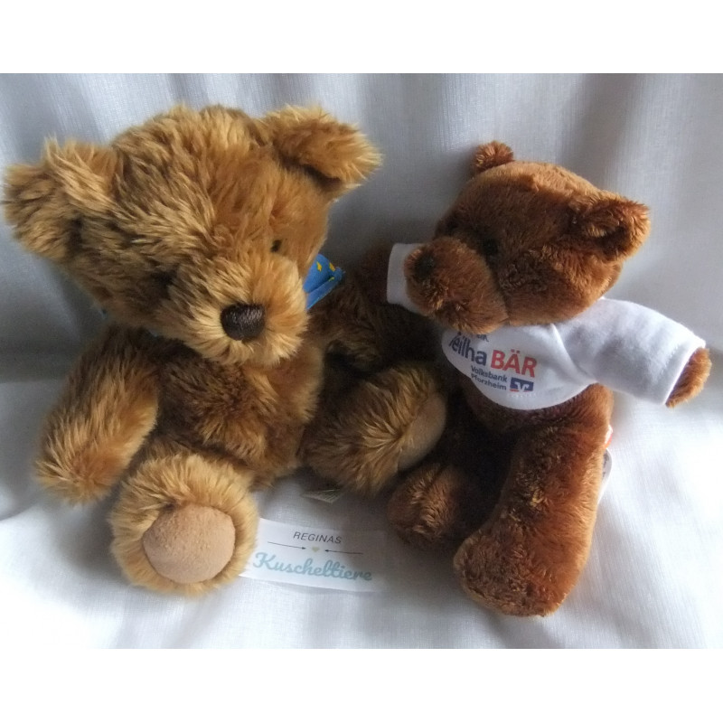 Zwei Plüschtiere - Minifeet Plüschtier Bär mit Pullover (Volksbank) und Fairytalebears Plüschtier Bär mit Halstuch
