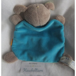Babydream - Schmusetuch - Hund - braun, hellblau, bunte Apfelmotive - ca. 23 cm lang