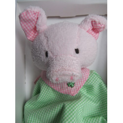 Käthe Kruse - Schmusetuch - Schweinchen Rosa mit Halstuch - zweilagig - ca. 30 cm lang