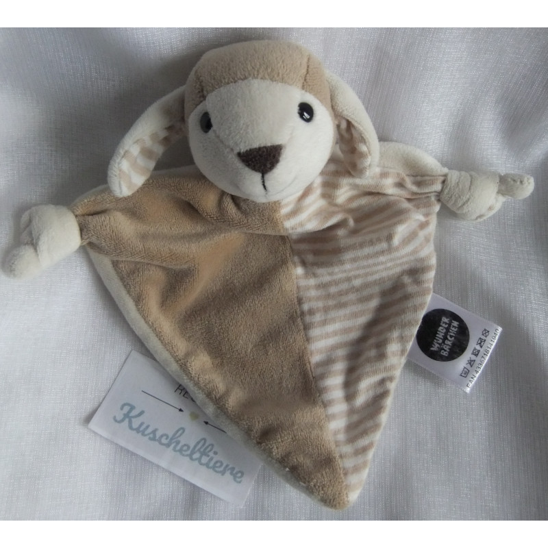 Wunderbärchen - Schmusetuch - Schaf - braun, beige, gestreift - ca. 21 cm lang