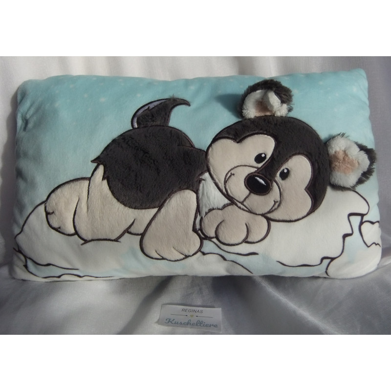 Nici - Plüschkissen - Kissen - Husky Swante - weiß, hellblau, grau, schwarz - ca. 43 cm x 25 cm groß