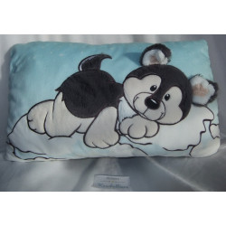 Nici - Plüschkissen - Kissen - Husky Swante - weiß, hellblau, grau, schwarz - ca. 43 cm x 25 cm groß