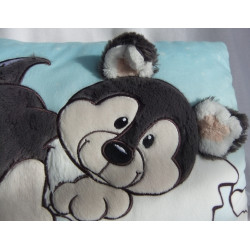 Nici - Plüschkissen - Kissen - Husky Swante - weiß, hellblau, grau, schwarz - ca. 43 cm x 25 cm groß