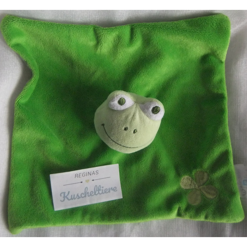 Babylove - Schmusetuch - Frosch - grün mit aufgesticktem Kleeblatt - ca. 22 cm x 22 cm groß