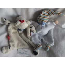 Sigikid - zwei Schmusetücher - Eisbärmädchen mit Schleife am Ohr und Wichtel Lilalummerle - ca. 25 cm lang