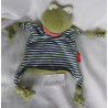 Sigikid - Schmusetuch - Bio - Frosch grün, blau-weiß gestreift mit Halstuch in rot-weiß kariert - ca. 27 cm lang