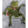 Sigikid - Schmusetuch - Bio - Frosch grün, blau-weiß gestreift mit Halstuch in rot-weiß kariert - ca. 27 cm lang
