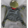 Sigikid - Schmusetuch - Bio - Frosch grün, blau-weiß gestreift mit Halstuch rot mit weißen Punkten - ca. 27 cm lang