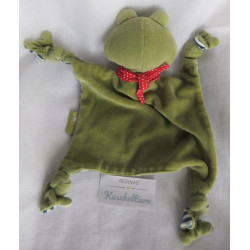 Sigikid - Schmusetuch - Bio - Frosch grün, blau-weiß gestreift mit Halstuch rot mit weißen Punkten - ca. 27 cm lang