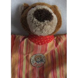 Sigikid - Schmusetuch - Bärchen braun, bunte Streifen mit Halstuch rot mit gelben Punkten - ca. 25 cm lang