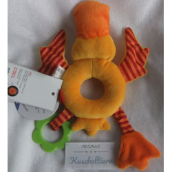 Sigikid - Greifling - Ente PlayQ - Rassel-Knistergeräusch und Beißring - ca. 23 cm lang