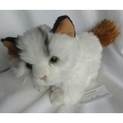 Uni Toys - Plüschtier - Katze - weiß, braun - ca. 18 cm hoch und ca. 19 cm lang