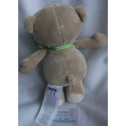 Kik - Ergee - Plüschtier - Spieltier - Bär braun/beige mit Schleife grün-weiß kariert - ca. 20 cm groß - Schlenker