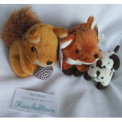 Spiegelburg Coppenrath Verlag - drei Spieltierchen - Fuchs Karl, Eichhörnchen Lilo und ein kleiner Hund mit Bellgeräusch