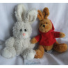 Hasenpärchen - Plüschtiere - Heunec Plüschtier Hase braun mit rotem Hoodie und Minifeet Hase grauweiß