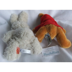 Hasenpärchen - Plüschtiere - Heunec Plüschtier Hase braun mit rotem Hoodie und Minifeet Hase grauweiß