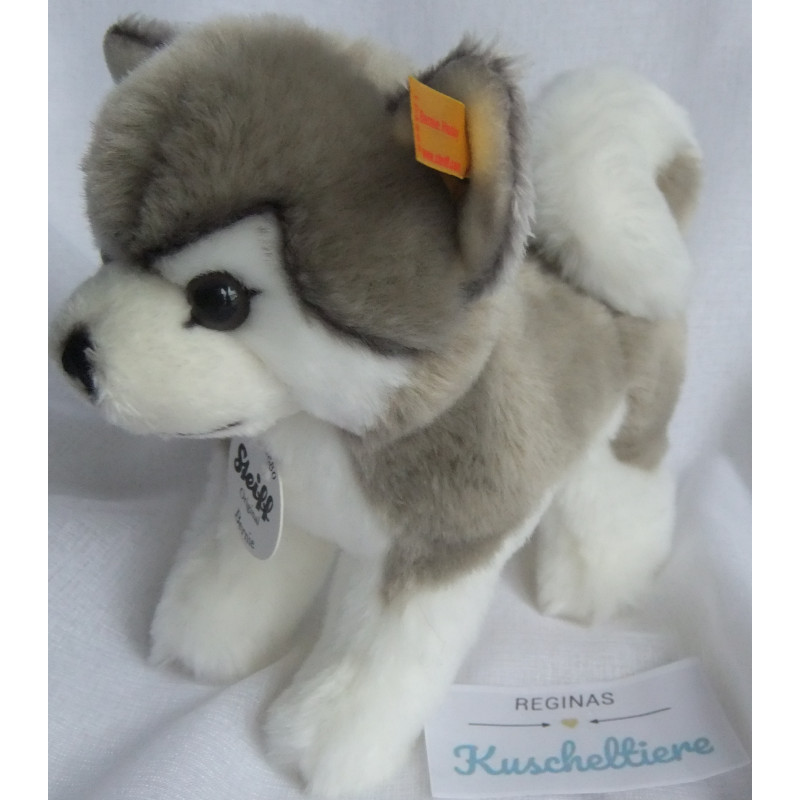 Steiff - Plüschtier - Husky Bernie - 104985 - weiß, grau - ca. 17 cm lang und 15 cm hoch