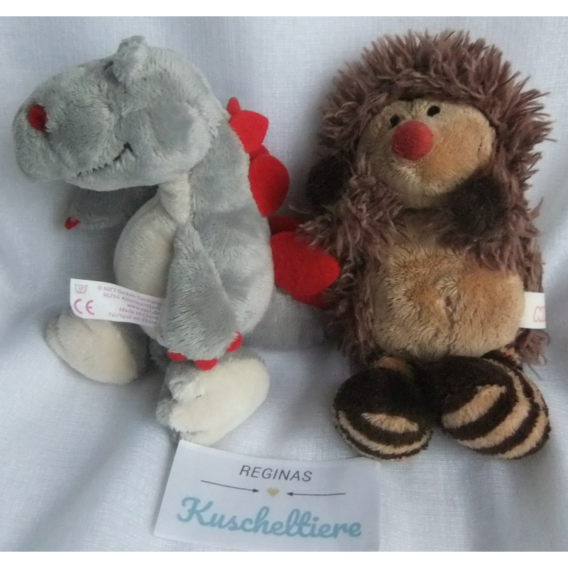 Nici - Plüschtiere - Nici Dino Stegosaurus und Nici Igel Hetch Hogan - ca. 15 cm groß - Schlenker