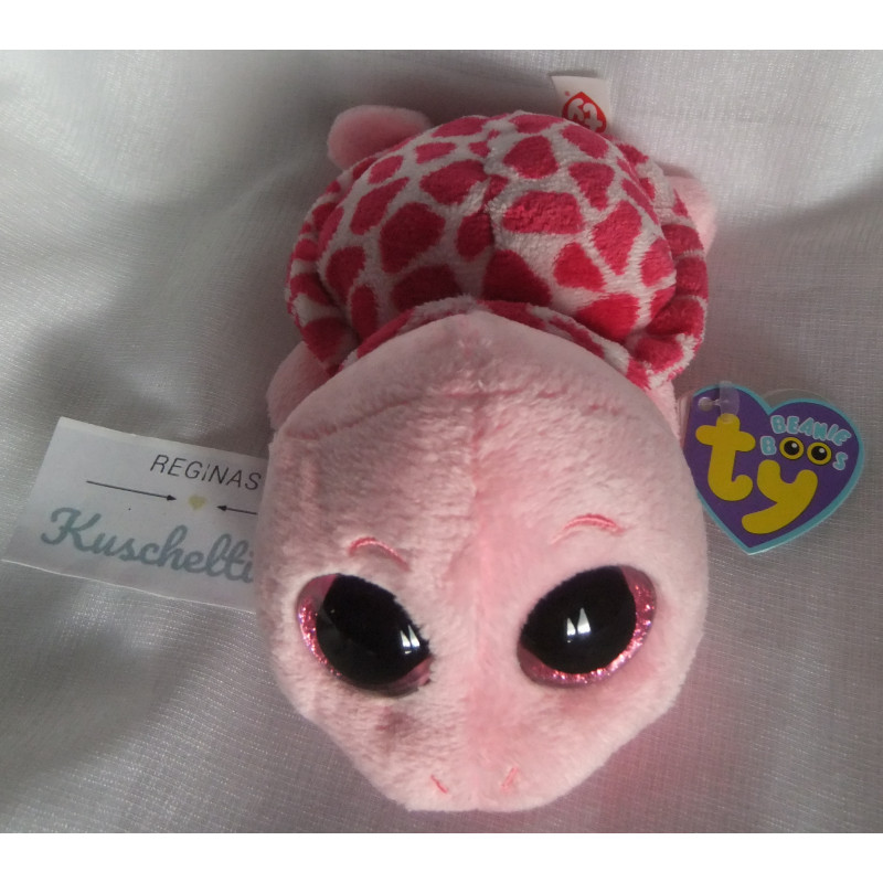 Ty - Plüschtier - The Beanie Boo's - Schildkröte Myrtle - rosa, pink - ca. 15 cm groß - liegend