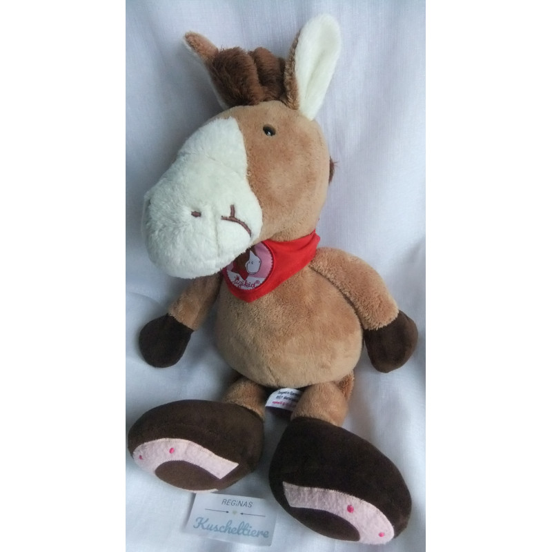 Sigikid - Plüschtier - Pferd Brauntöne, weiß das Halstuch in rot mit Applikation - ca. 40 cm groß - Schlenker