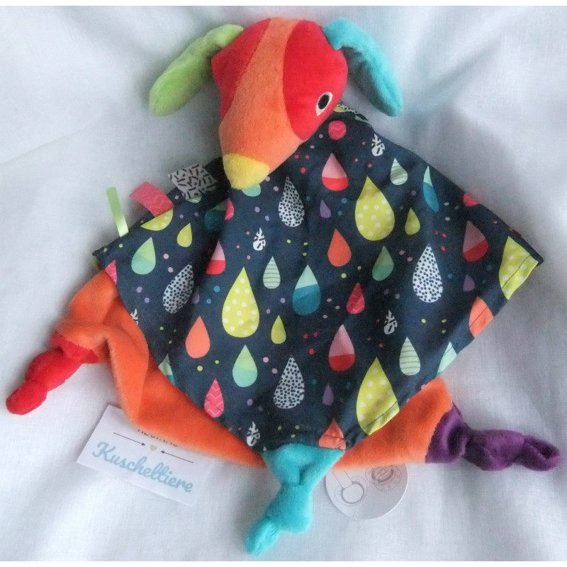 Baby Fehn Deluxe - Schmusetuch - Hund - bunt - zweilagig - ca. 30 cm lang