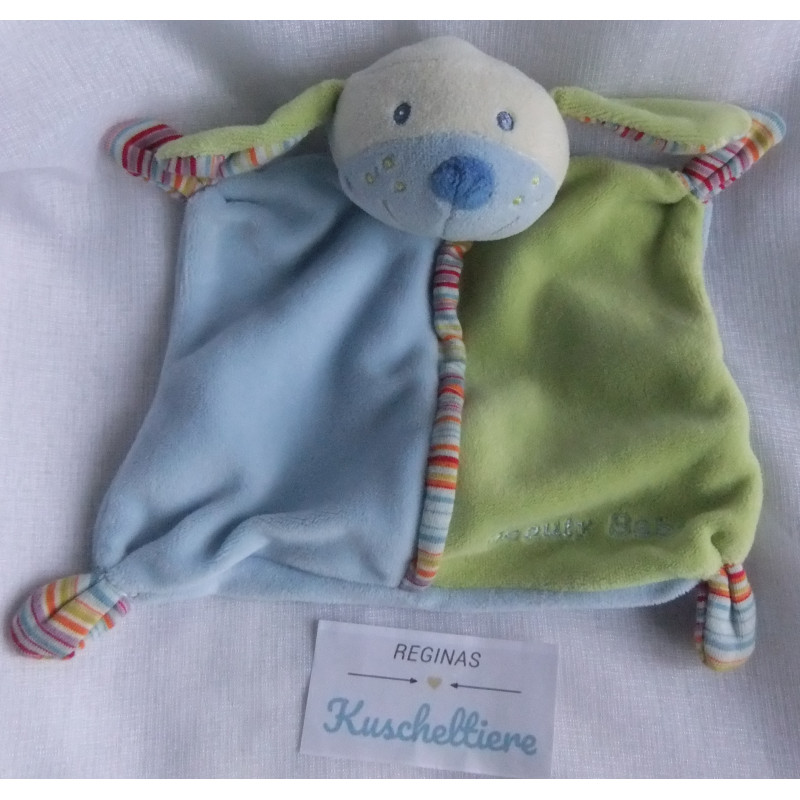 Beauty Baby - Schmusetuch - Hund - hellblau,lindgrün - mit Rasselgeräusch - ca. 20 cm lang