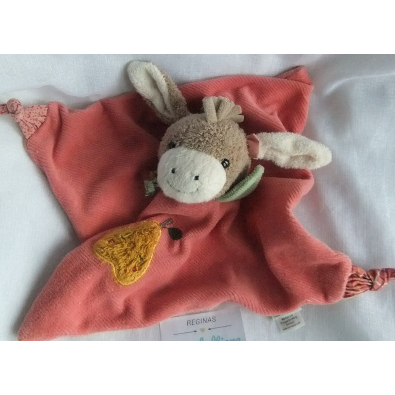 Sterntaler - Schmusetuch - Kindergarten Collection - Esel Emmely mit kleiner Birnenapplikation - Größe M - ca. 25 cm lang