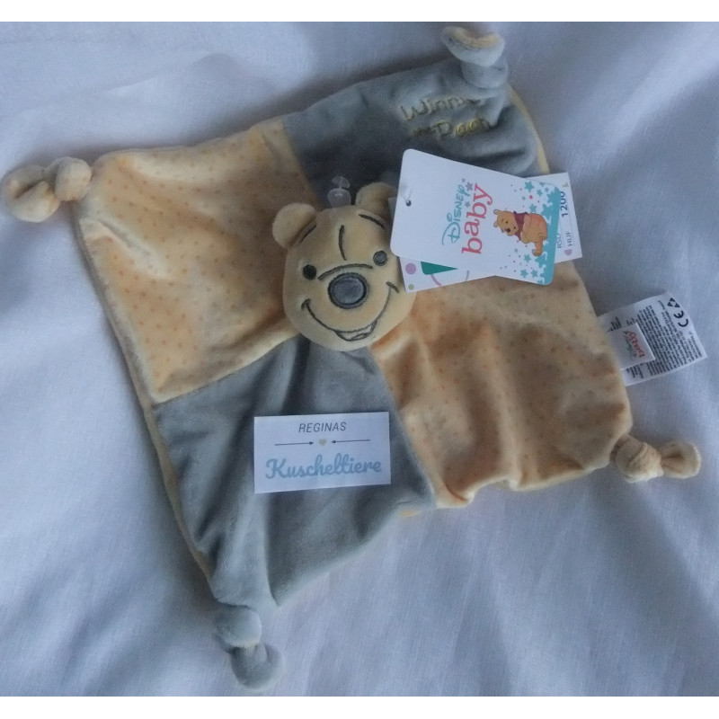 Pepco - Disney Baby - Schmusetuch - Winnie Pooh - gelb, grau - Rasselgeräusch - ca. 23 cm x 23 cm groß