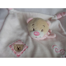 Bieco - Fupa - Schmusetuch - Bär - weiß, rosa, hellbraun - ca. 22 cm x 22 cm groß