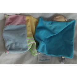 CMP Schmusetuch Schaf gelb, rosa, hellblau und Chicco Schmusetuch Bär blau mit Knistergeräusch