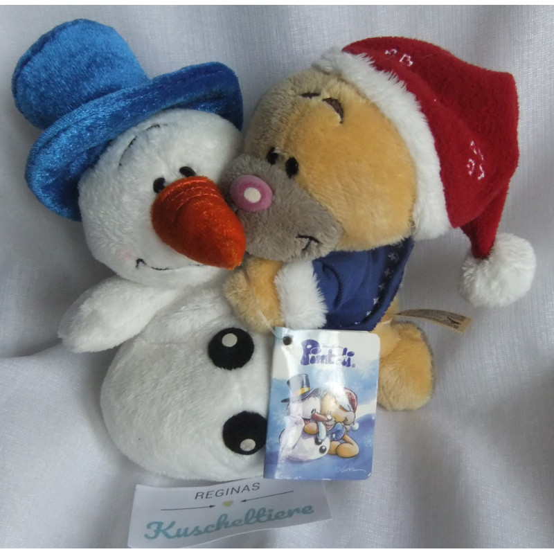 Depesche - Vintage Plüschtier - Pimboli mit Schneemann - ca. 18 cm groß