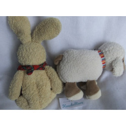 Zwei Rasselgreiflinge Spieltiere - Spielgelburg Hase Felix und Sterntaler Schaf Stanley