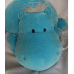 Nici - Plüschtier - Nilpferd Bud Belly hellblau mit pinkem Herzchenpops  - ca. 70 cm groß - liegend