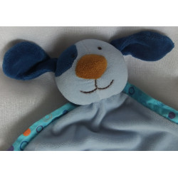 Kik - Schmusetuch - Hund hellblau, orange und Motiv Kreis - ca. 39 cm lang