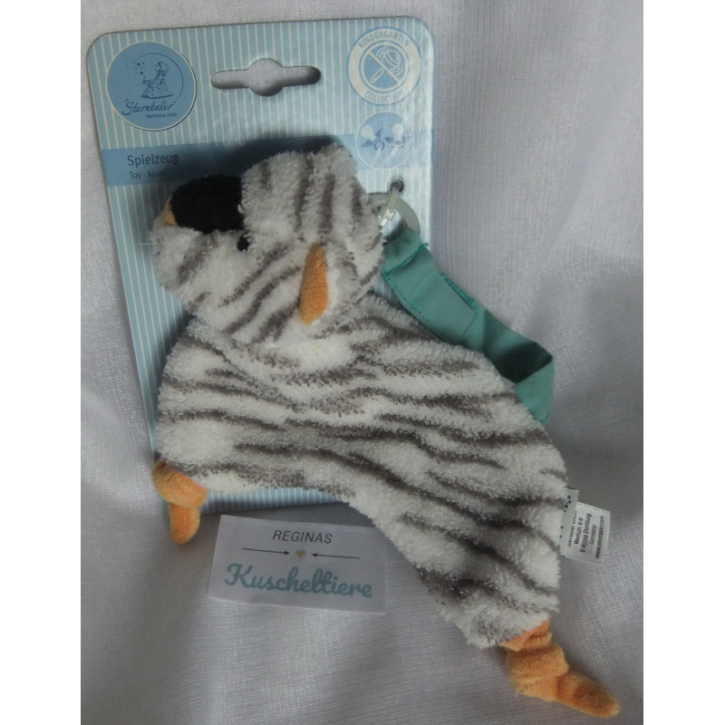 Sterntaler - Schmusetuch -  Größe S - Tiger Tapsi - weiß-grau gestreift mit Schnullerband - ca. 17 cm lang und ca. 15 cm hoch