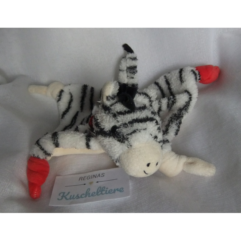 Sterntaler - Schmusetuch - klein - Zebra schwarz-weiß gestreift mit rotem Halstuch - Rasselgeräusch - ca. 20 cm lang