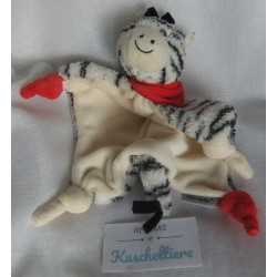 Sterntaler - Schmusetuch - klein - Zebra schwarz-weiß gestreift mit rotem Halstuch - Rasselgeräusch - ca. 20 cm lang