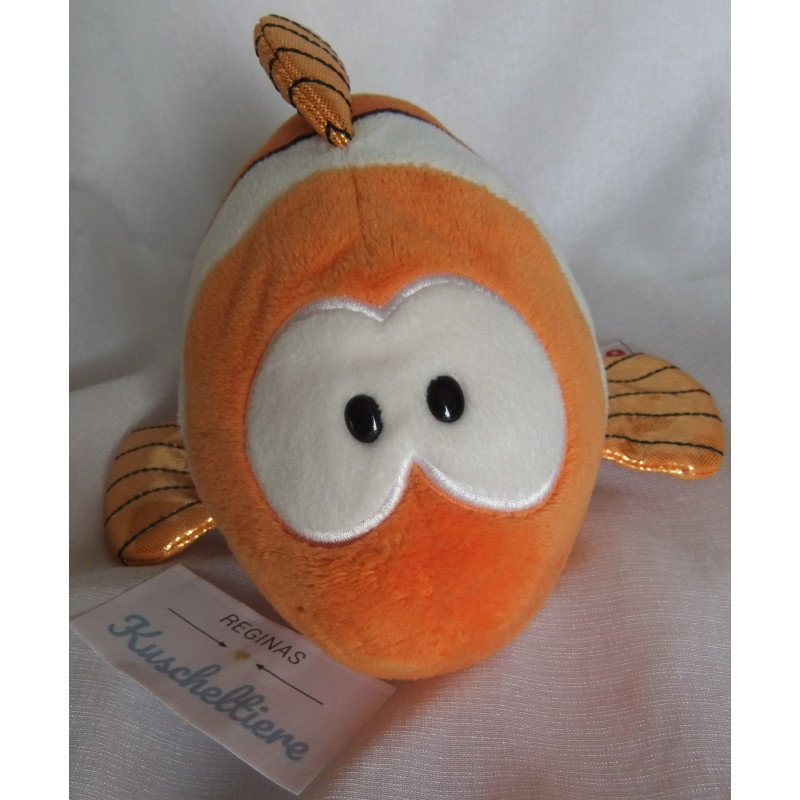 Nici - Plüschtier - Clownfisch - Claus-Fisch - orange, weiß - ca. 23 cm groß - liegend