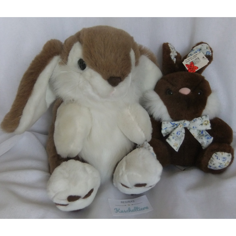 Hasenpärchen - Plüschtiere - Heunec Plüschtier Hase braun, weiß mit Schleife und Plüschtier Hase braun, weiß, creme
