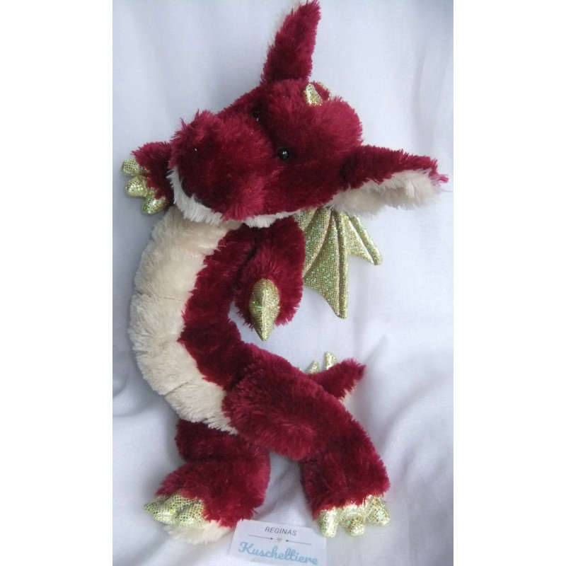 Toy Place - Müller - Plüschtier Drache - rot, beige und Glitzer - ca. 53 cm lang