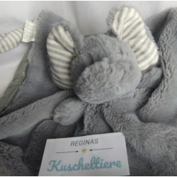 Hütte & Co.GmbH - Schmusetuch - Elefant - grau, weiß-graue Streifen - ca. 27 cm x 25 cm groß